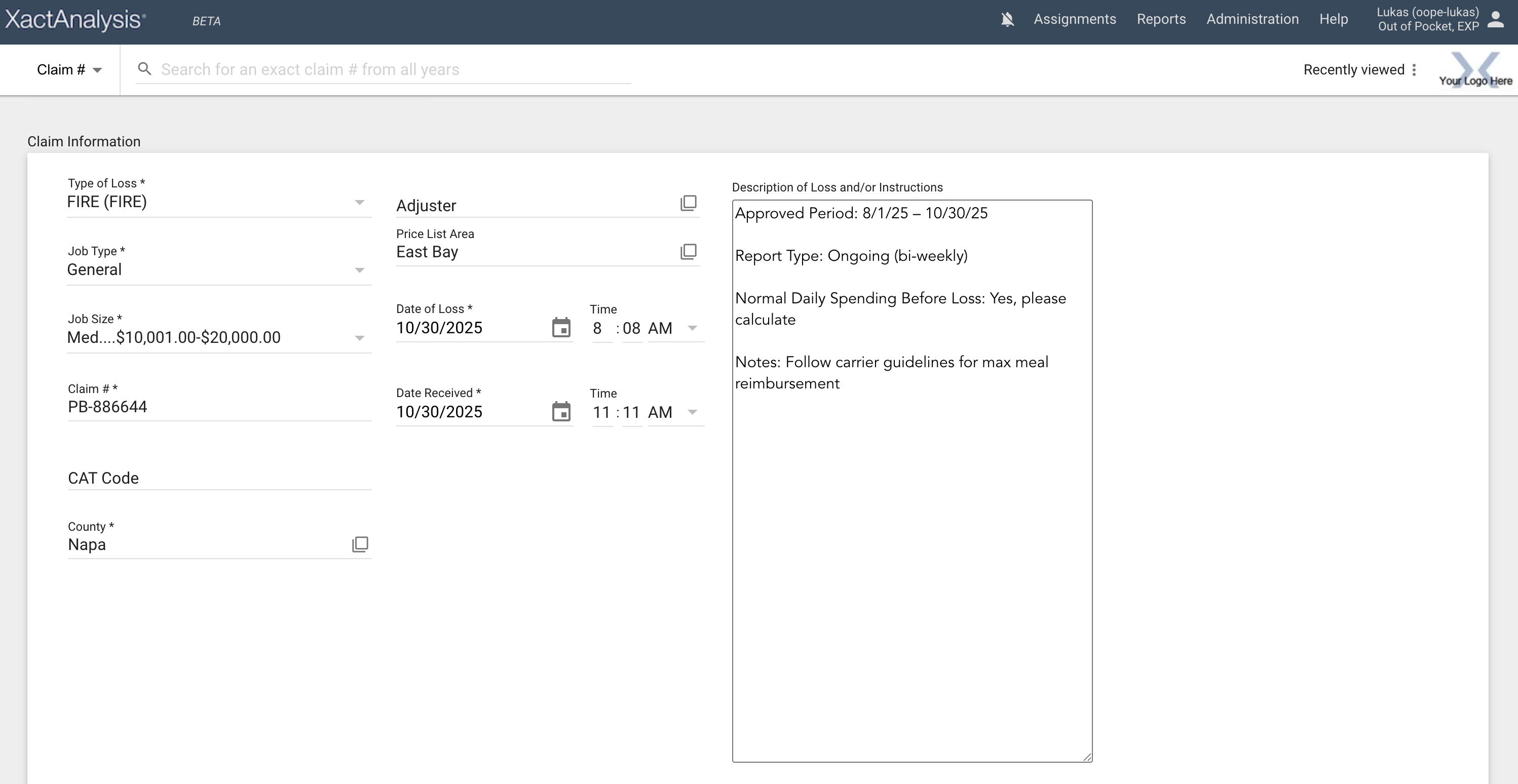 XactAnalysis Description Field